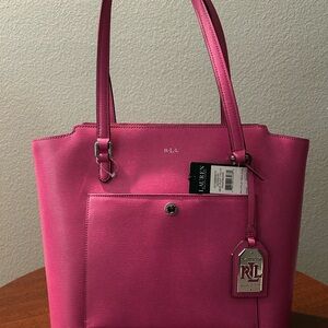 NWT-Authentic Ralph Lauren, Pink Purse-Tote Bag. Absolutely gorgeous pic.
